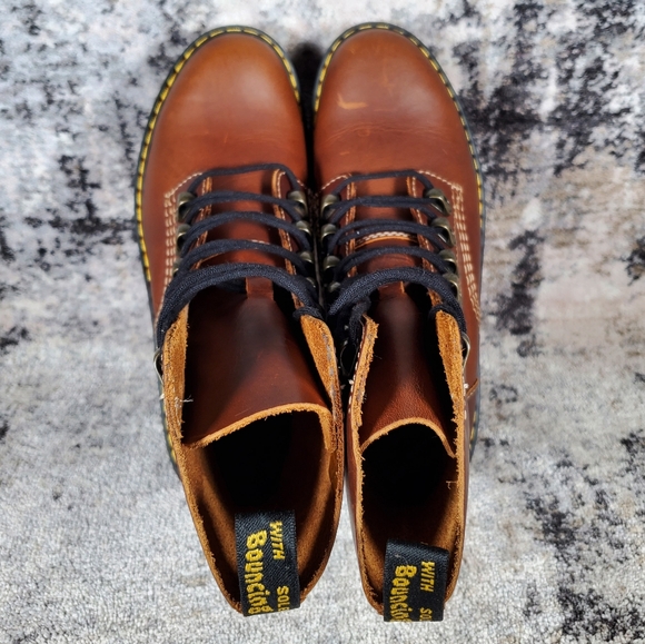 Dr. Martens Women's Leona Tan Farrier Leather Heeled Boots Size 6 - Picture 8 of 12